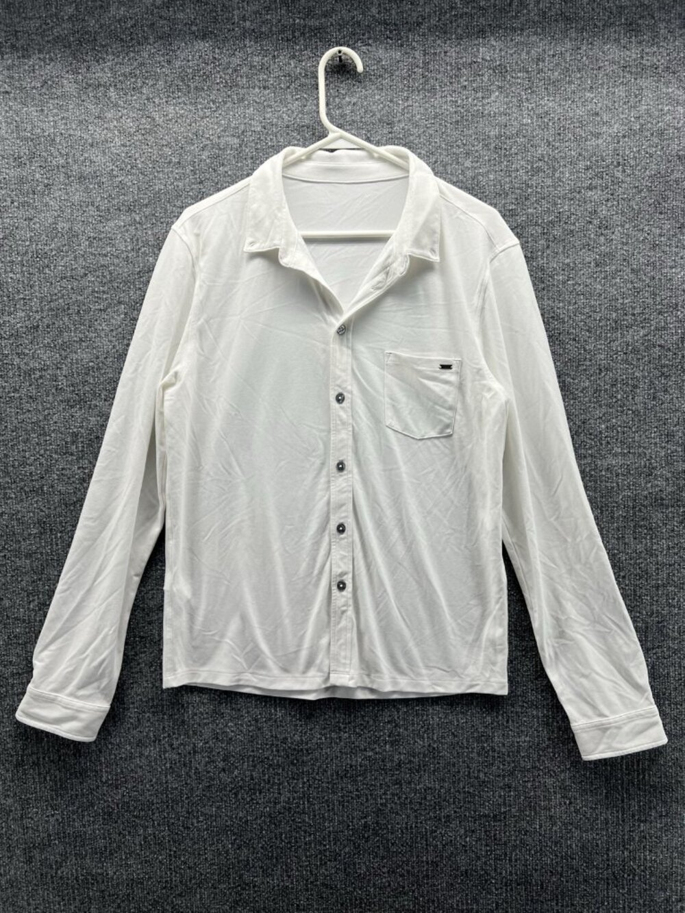 Vuori Shirt Men Large White Solid Long Sleeve Button Up Jersey Pocket Casual